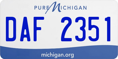 MI license plate DAF2351