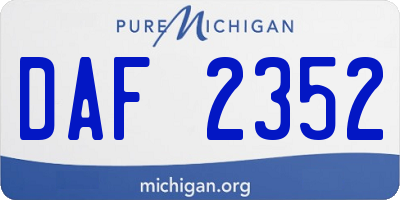 MI license plate DAF2352