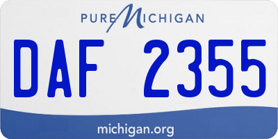 MI license plate DAF2355