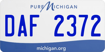 MI license plate DAF2372