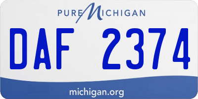 MI license plate DAF2374