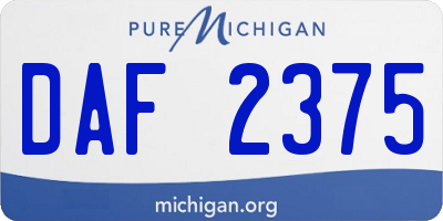 MI license plate DAF2375