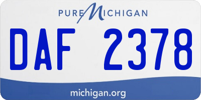 MI license plate DAF2378