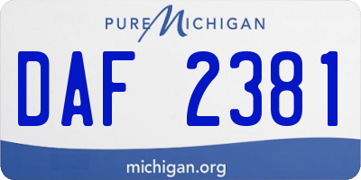 MI license plate DAF2381