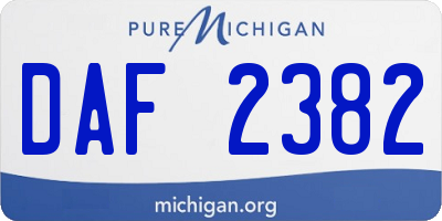 MI license plate DAF2382