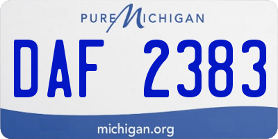 MI license plate DAF2383