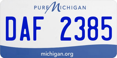 MI license plate DAF2385