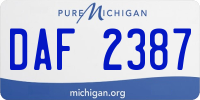 MI license plate DAF2387