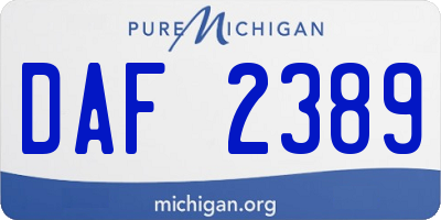 MI license plate DAF2389