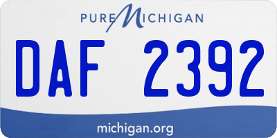 MI license plate DAF2392