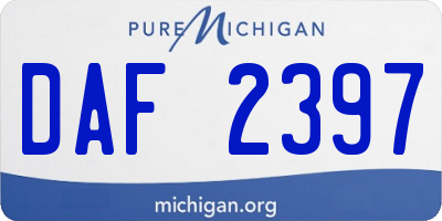 MI license plate DAF2397