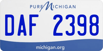 MI license plate DAF2398