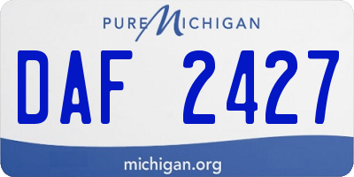 MI license plate DAF2427