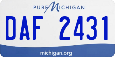 MI license plate DAF2431