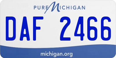 MI license plate DAF2466
