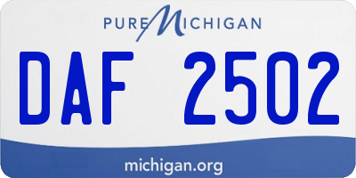 MI license plate DAF2502