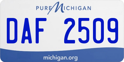 MI license plate DAF2509