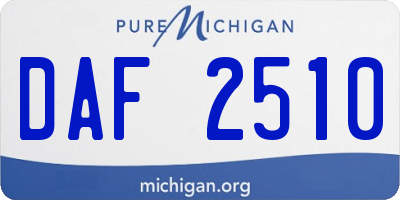 MI license plate DAF2510