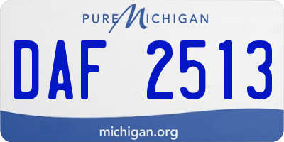 MI license plate DAF2513