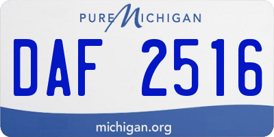 MI license plate DAF2516