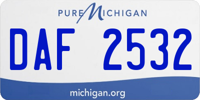 MI license plate DAF2532