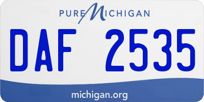 MI license plate DAF2535