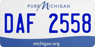 MI license plate DAF2558