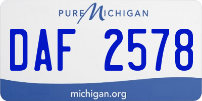 MI license plate DAF2578
