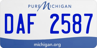 MI license plate DAF2587