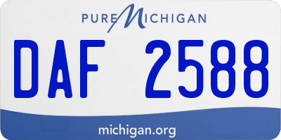 MI license plate DAF2588