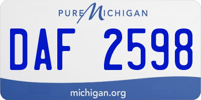 MI license plate DAF2598