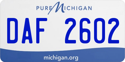 MI license plate DAF2602