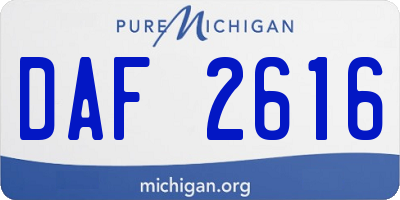MI license plate DAF2616
