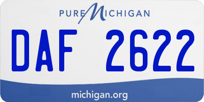 MI license plate DAF2622