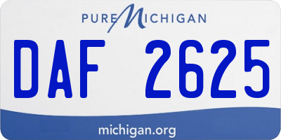 MI license plate DAF2625