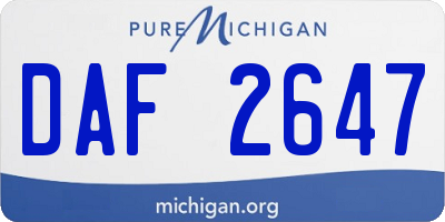MI license plate DAF2647
