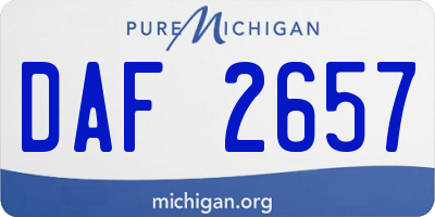 MI license plate DAF2657