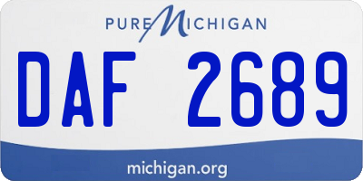 MI license plate DAF2689
