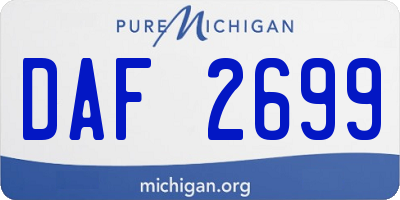 MI license plate DAF2699