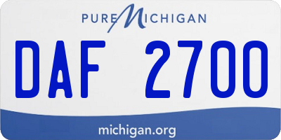 MI license plate DAF2700