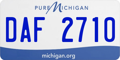 MI license plate DAF2710
