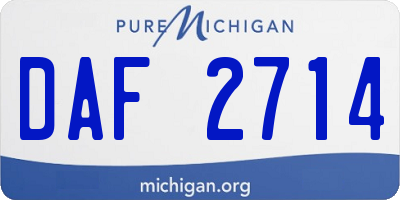 MI license plate DAF2714
