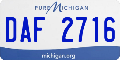 MI license plate DAF2716