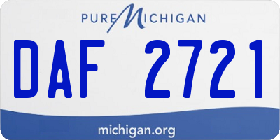 MI license plate DAF2721