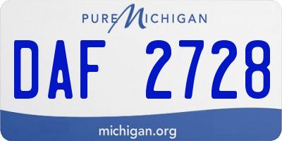 MI license plate DAF2728