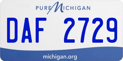 MI license plate DAF2729