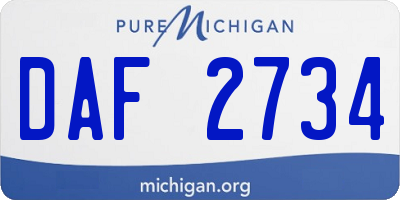 MI license plate DAF2734