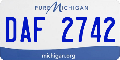 MI license plate DAF2742