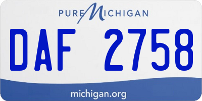 MI license plate DAF2758