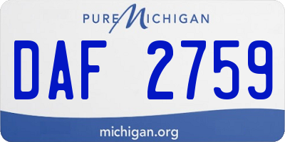 MI license plate DAF2759